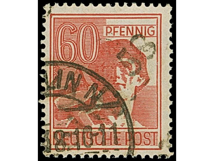 “3/Berlin 58” auf Arbeiter 60 Pfg. braunkarmin, sauber gestempelt, einwandfrei, sign. Busse BPP