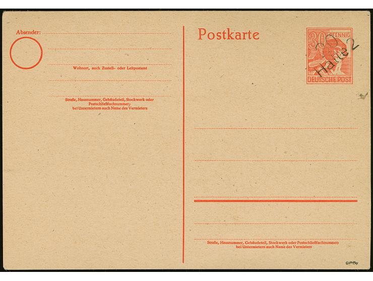 “20/Halle 2” auf Karte Arbeiter 30 Pfg., ungebraucht und einwandfrei, sign. Hall Z. und GSPy