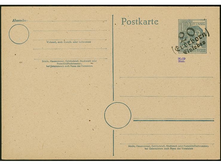 “20/(Erdeborn) Eisleben” (Arge 20/50) auf Karte Arbeiter 12 Pfg., ungebraucht und tadellos, sign. Hall Flä. und Dr. Modry BPP