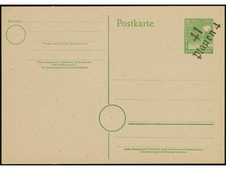 “41/Plauen 4” (Arge 41/83c) auf Karte Arbeiter 10 Pfg., ungebraucht und tadellos, sign. Kalb BPP