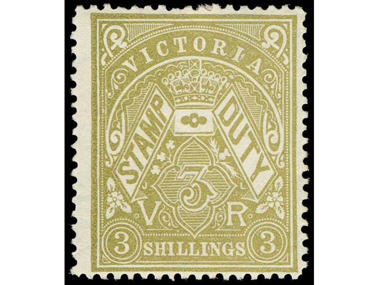 1884-96, 3 s. olive-drab, wmk. V over Crown, perf. 12½, unused large part og, fresh and fine. SG £ 140
