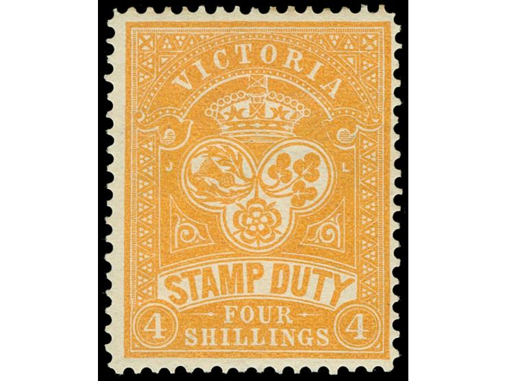 1884-96, 4 s. yellow-orange, wmk. V over Crown, perf. 12½, unused large part og, well centered and fine. SG £ 160
