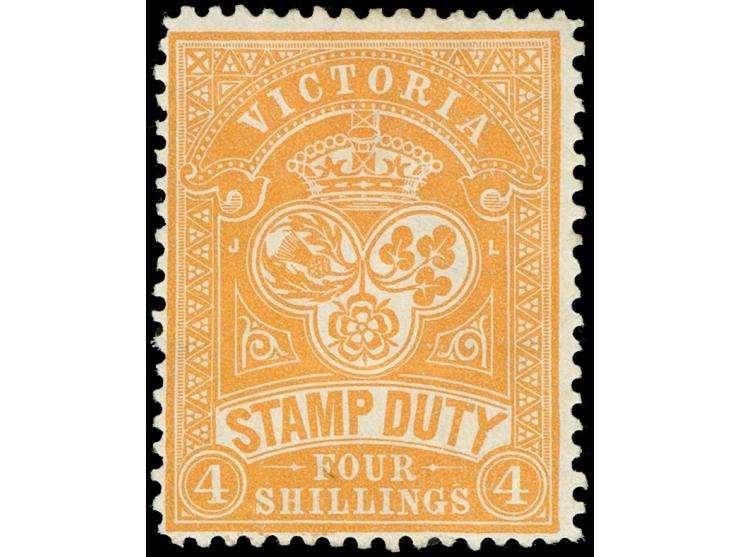 1884-96, 4 s. yellow-orange, wmk. unpright V over Crown, perf. 12½, unused regummed, otherwise fine. SG £ 225

