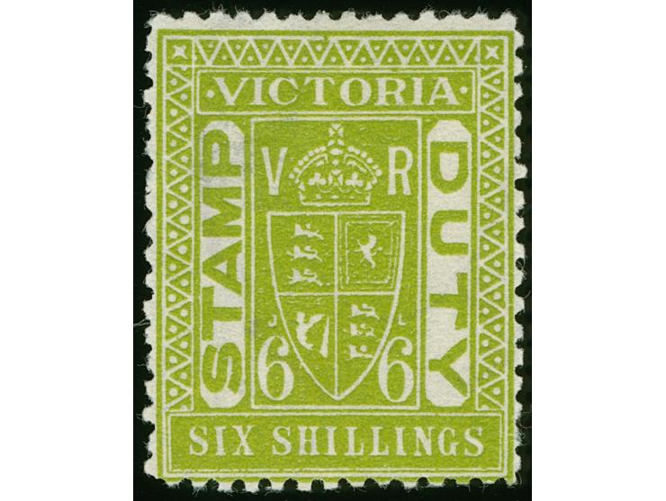 1884-96, 6 s. apple-green, wmk. upright V over Crown, perf. 12½, unused no gum, otherwise fine. SG £ 450
