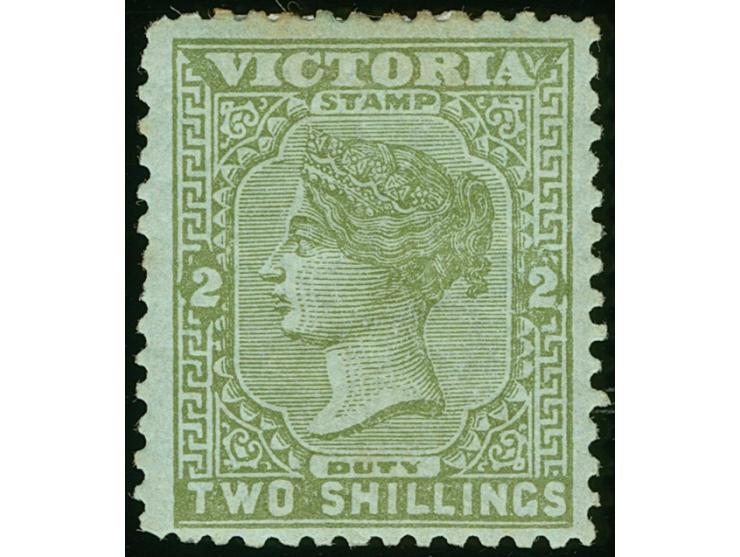 1885-95, 2 s. olive on blueish green, wmk. V over Crown, perf. 12½, unused regummed and tiny gum spots on top, otherwise fine