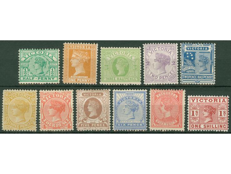 1886-1899, set og 11 stamps 1/2 d. emerald to 1 s. brownish red, all wmk. V over Crown, perf. 12½, each unused large part og.
