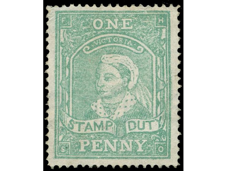 1884-96, 1 d. blue-green, wmk. V over Crown, scarce perf. 12½, unused no gum, otherwise fine. SG unpriced
