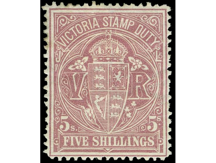 1884-96, 5 s. claret on yellow, wmk. V over Crown, perf. 12½, unused, very well centered and fine. SG £ 150
