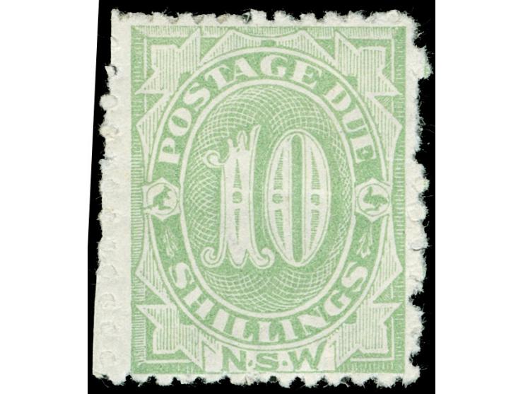 1891-97, 10 s. green, perf 12x10, unused, cut at left with unsuccesfull perforation, fresh and fine SG £ 750
