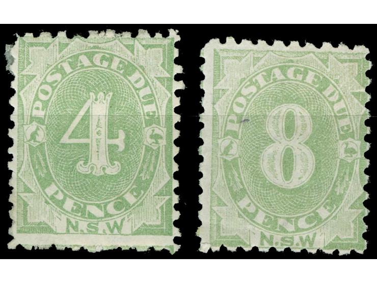 1891-97, 4 d. and 8 d. green, perf 10, unused, fresh and fine pair. SG £ 185
