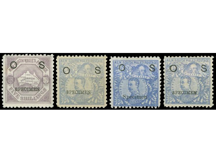 1890/91: Map 5 s. lilac and Captain Philip 20 s. cobalt-blue, perf. 10, overprinted "OS", the set of two values overprinted "