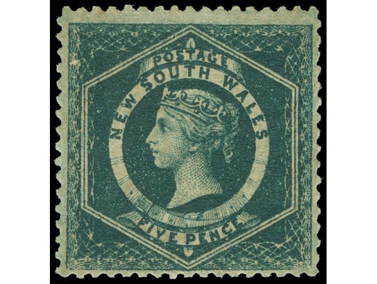 1860-72, 5 d. dark blueish-green, watermark “5”, perf. 13, deep fresh colour, unused full brownish og., fine SG £ 120
