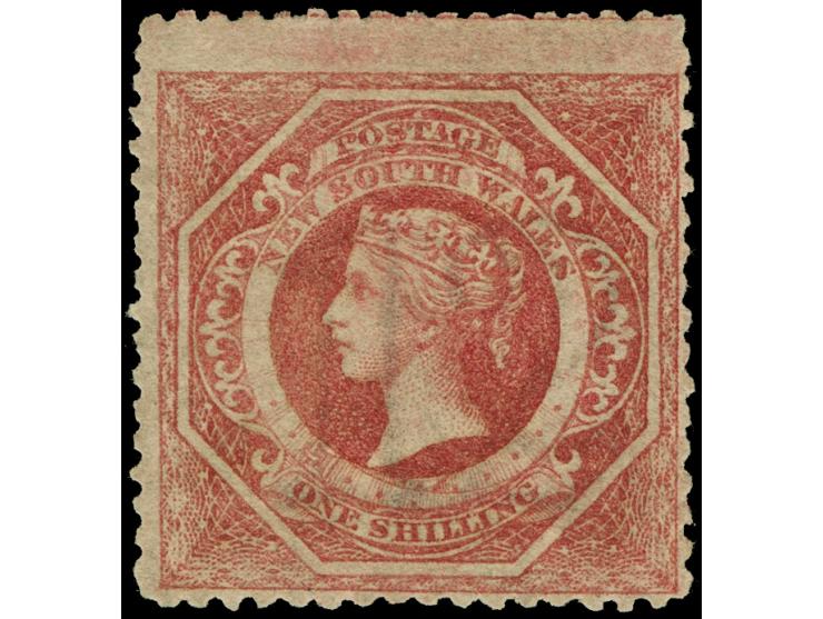 1860-72, 1 s. rose-carmine, watermark “12”, rough perf. 13, deep colour, unused, fine SG £ 400
