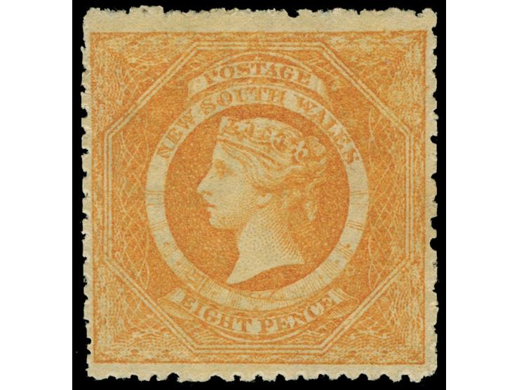 1860-72, 8 d. yellow-orange, watermark “8”, rough perf. 13, fresh deep colour, unused, well centered for this issue, fine SG 