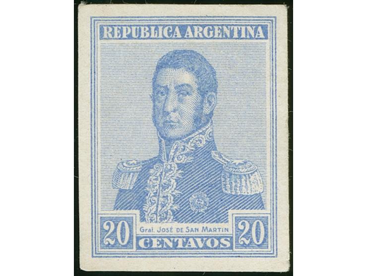 1916, 5 c. and 20 c. ultramarine, proofs on normal paper, unused, imperf, very fine
