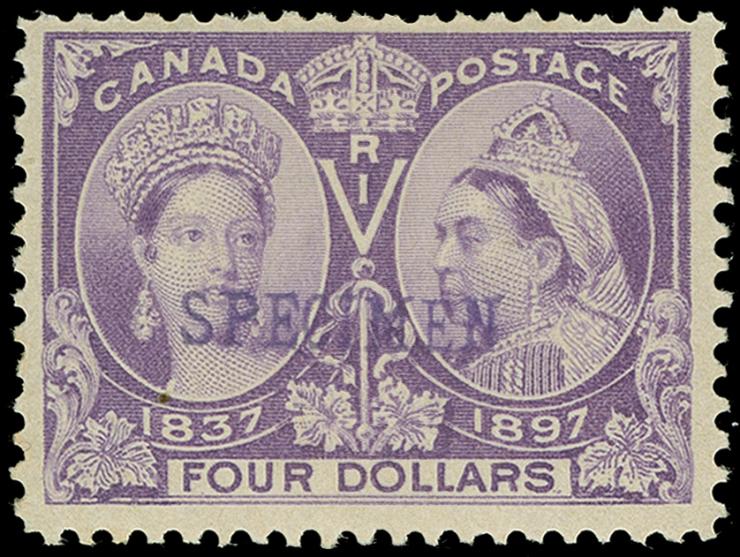 1897, Jubilee $4 bright violet, handstamped "SPECIMEN", unused, fine. SG £ 600 (Michel 52spec.)