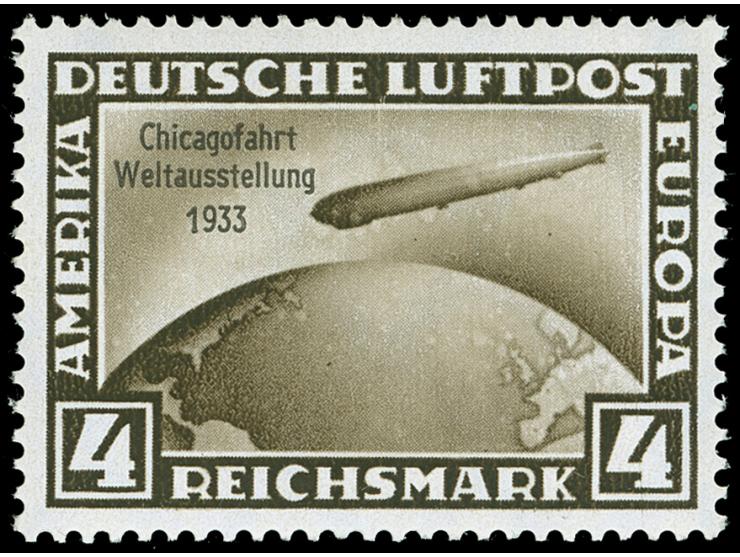 1933, Chicagofahrt 4 M. postfrisch, leichter Fingerabdruck, ansonsten einwandfrei, unsigniert
