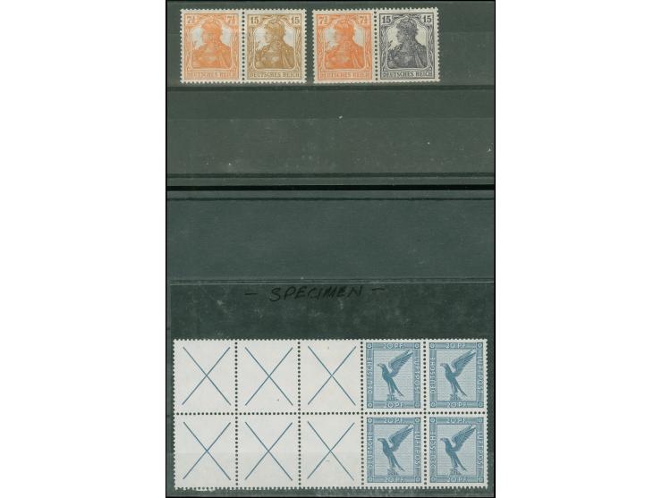 1920/30, Partie meist postfrische Zusammendrucke, dabei halbes HBL 55, HBL.21, W11, 2 x W22 oben Falz unten postfrisch, dazu 