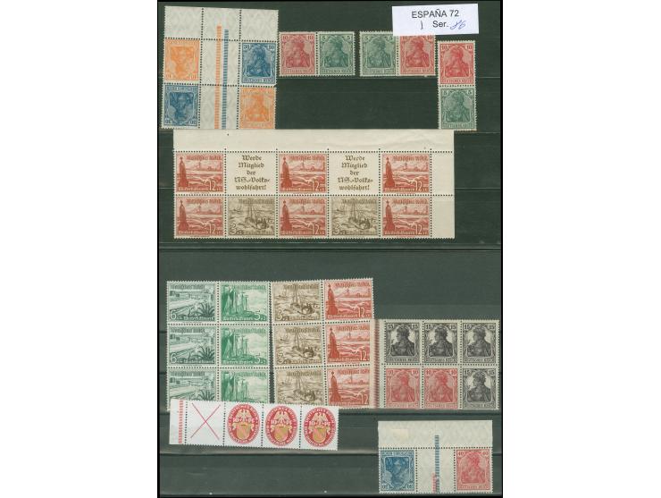 1920/30, Partie meist postfrische Zusammendrucke, dabei halbes HBL 55, HBL.21, W11, 2 x W22 oben Falz unten postfrisch, dazu 