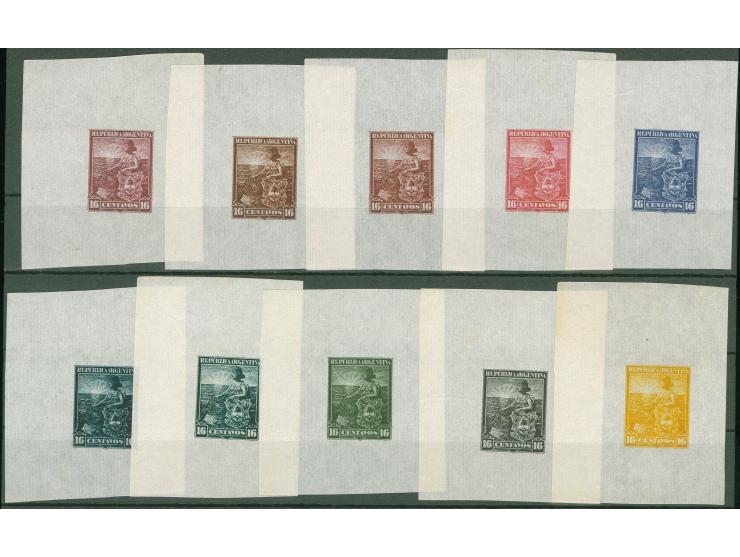 1899/1903, 16 c. Allegory, ten single colour trial proofs on India paper, each about 55x45mm, very fine
