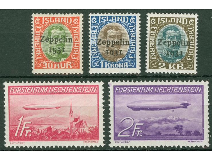 1934, Zeppelin UdSSR used set of five, 1931 Iceland and 1936 Liechtenstein complete sets unused. Fine.
