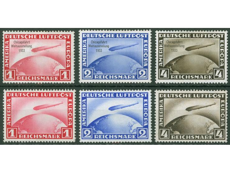 1931, Chicagofahrt der "Graf Zeppelin", kompl. Satz zu drei Werten 1 M. - 4 M. mit dreizeiligem Aufdruck in ungebr. Erhaltung