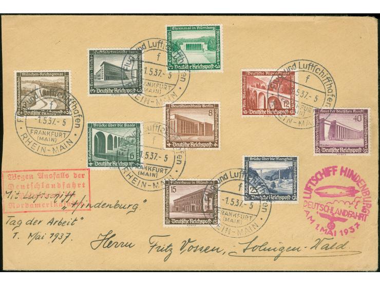 1937, Deutschlandfahrt 1.5. ausgefallene Fahrt, befördert auf der 1. Nordamerikafahrt mit Abwurf Köln, Brief mit Satzfrankatu