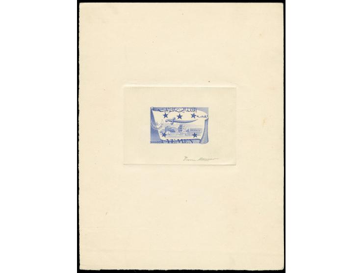 1947, Stars &amp; Sword ultramarine, unissued stamp, die proof without value imprint on sunken card, signed by the engraver i