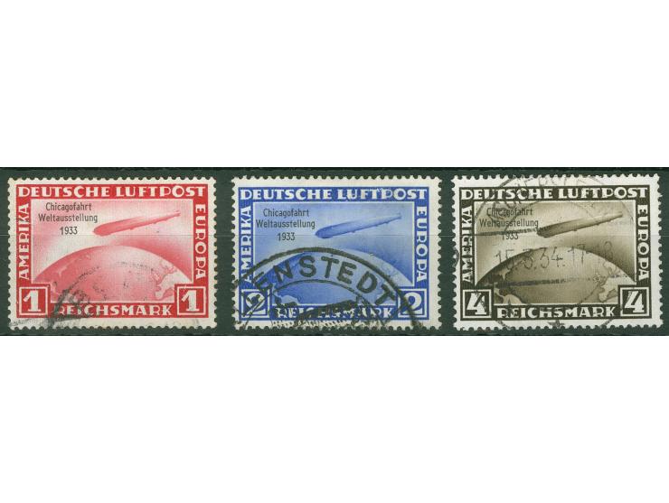 1933, Chicagofahrt 1-4 M., sauber gestempelt
