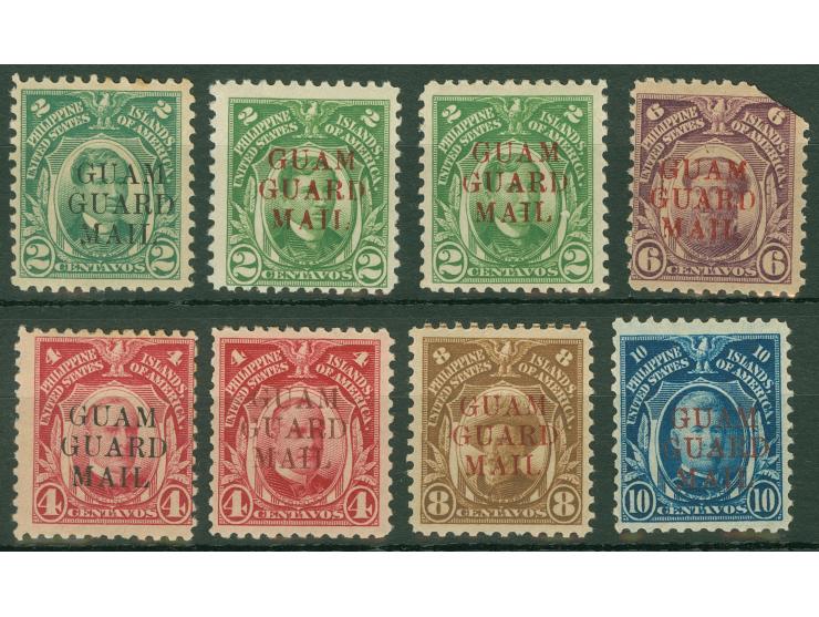 1930, GUAM GUARD MAIL 2 c.-10 c. overprinted set of eight, unused, fine
