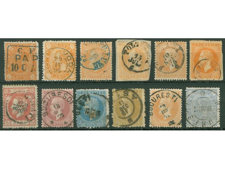 1862-98, 29 stamps showing nice cancellations, few tiny and faults but interesting
