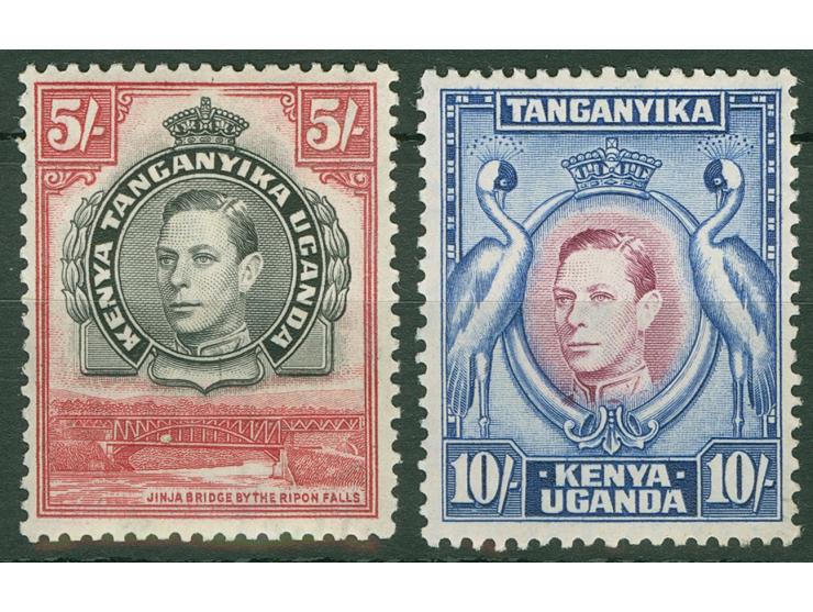 1938, King George VI, 10 sh. purple and blue, perf.13¾, mint never hinged, additional 5 sh. black &amp; carmine, perf.13¾, un