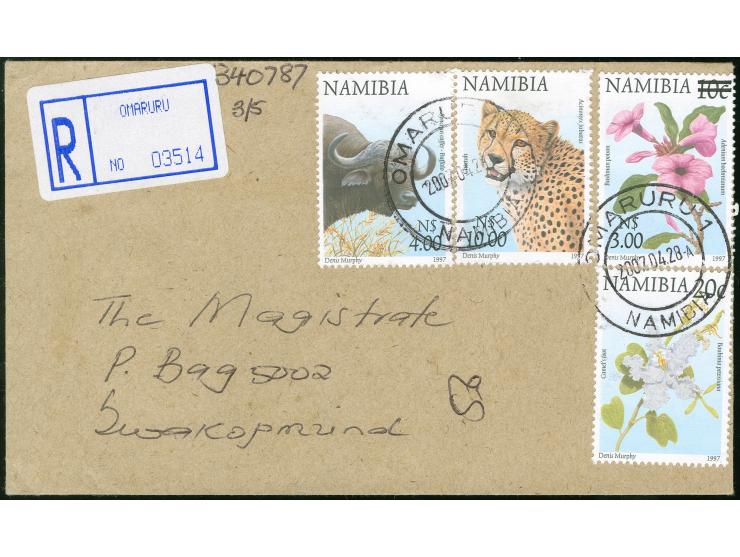 2006/07, Adenium boehmianum 10 c. on three registered covers from Omaruru to Swakopmund, very fine
