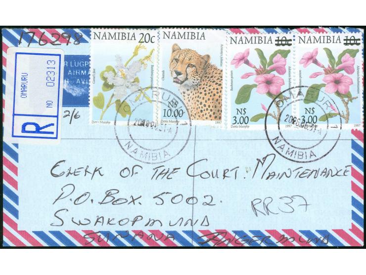 2006/07, Adenium boehmianum 10 c. on three registered covers from Omaruru to Swakopmund, very fine
