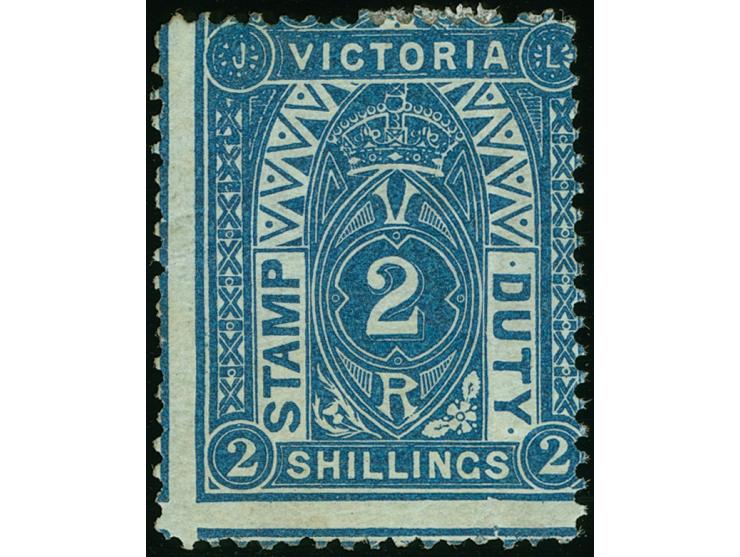 1884/96, Stamp Duty 2/- deep blue on green, watermark V over Crown (Type 19), perf 12½, unused, vertical crease and few toned