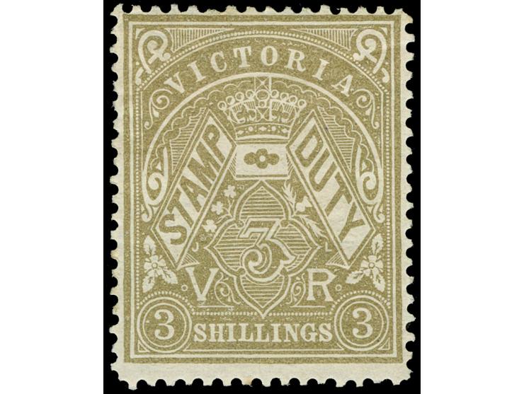 1884-96, 3 s. olive-drab, wmk. V over Crown sideways, perf. 12½ , unused, fine SG £ 140
