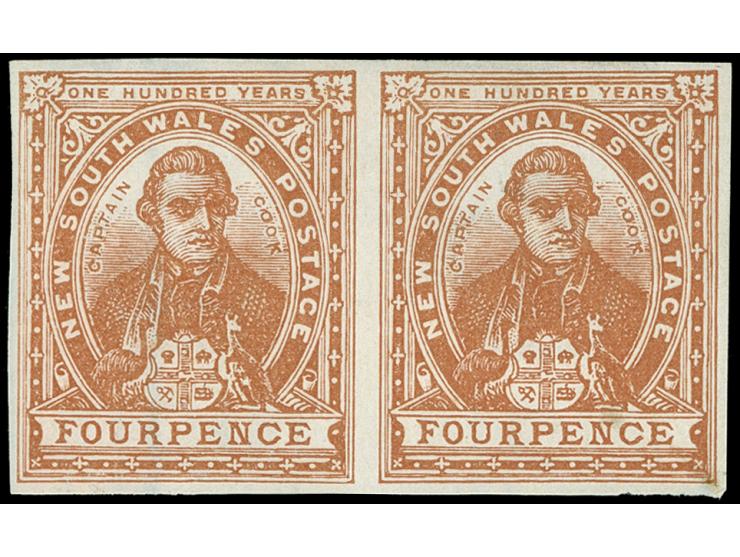 1899, 4 d. red-brown, wmk. Crown over NSW, imperforate pair with good margins, unused no gum, fine and fresh
