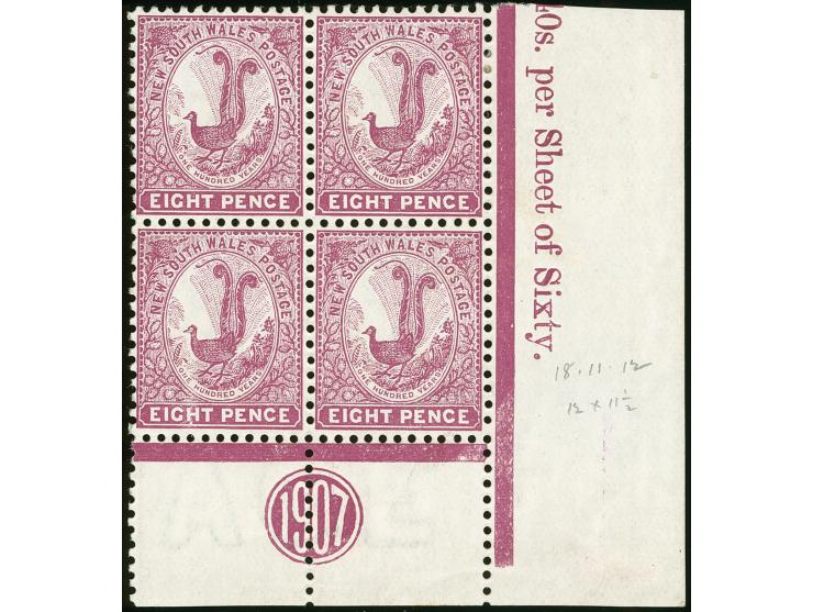 1905-10, 8 d. magenta, Chalked Surfaced Paper, wmk. Crown over A, comb perf. 12 x 11½ , corner margin block of four showing i