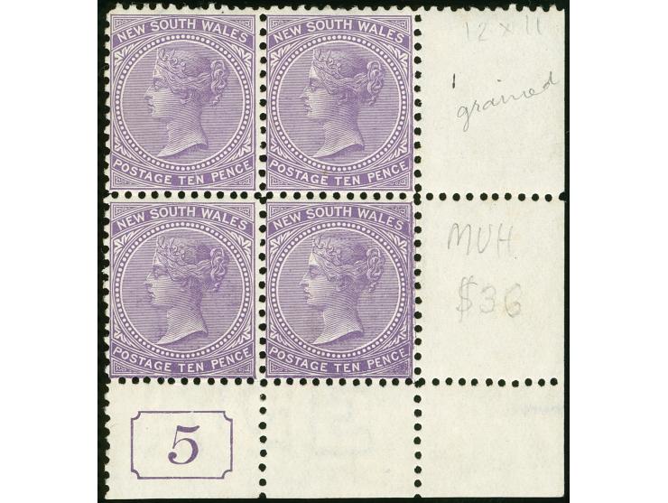 1905-10, 10 d. violet, Chalked Surfaced Paper, wmk. Crown over A, comb perf. 12 x 11½ , corner margin block of four showing i