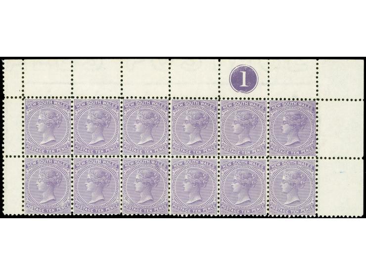 1905-10, 10 d. violet, Chalked Surfaced Paper, wmk. Crown over A, comb perf. 11½ , top right corner margin block of four show