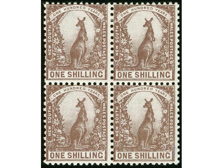 1905-10, 1 s. maroon, Chalked Surfaced Paper, wmk. Crown over A, comb perf. 12 x 11½ , block of four, unused, bottom pair min