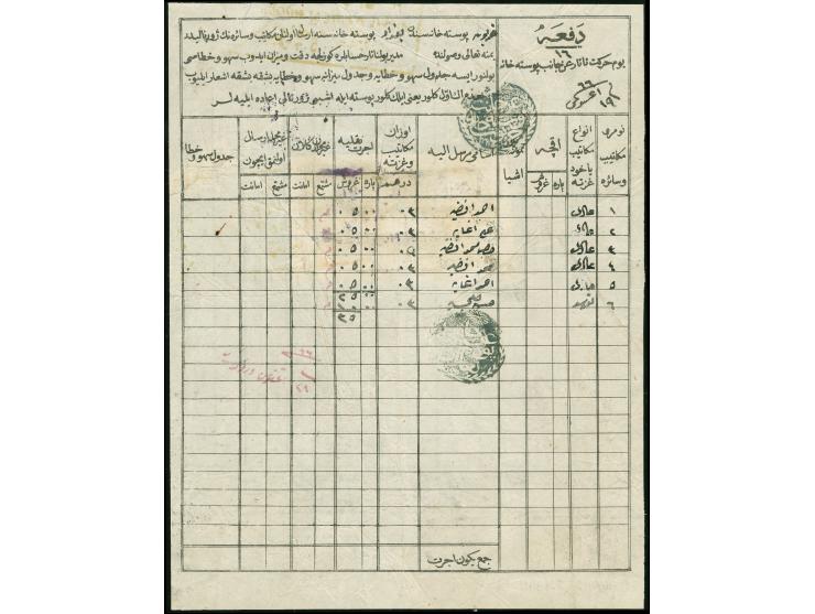 1850, BAGDAD "An Canib-i Postahane-i Bagdad" Tatarpost document Ottoman period showing all arabic cancellation, additional Po