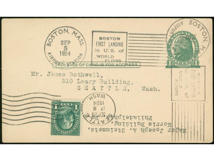 1924, Special postmark honoring the world fliers arrival in USA: Around the World Flight of 4 US Army Douglas World Cruisers 