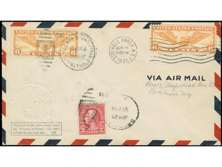 1935, Attempted flight New York - Rome by George and Alfred de Monteverde in their plane „Francesco de Pinedo“, crashed at Fl