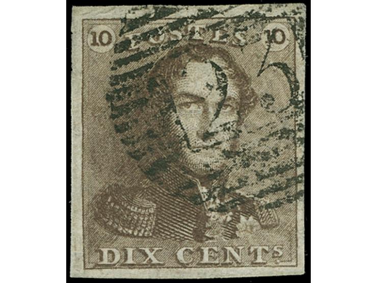 1849, 10 c. brown and 20 c. blue, large margins, 10 c. cancelled ‘23’ (Bruges), 20 c. face free cancelled, extremely choice p