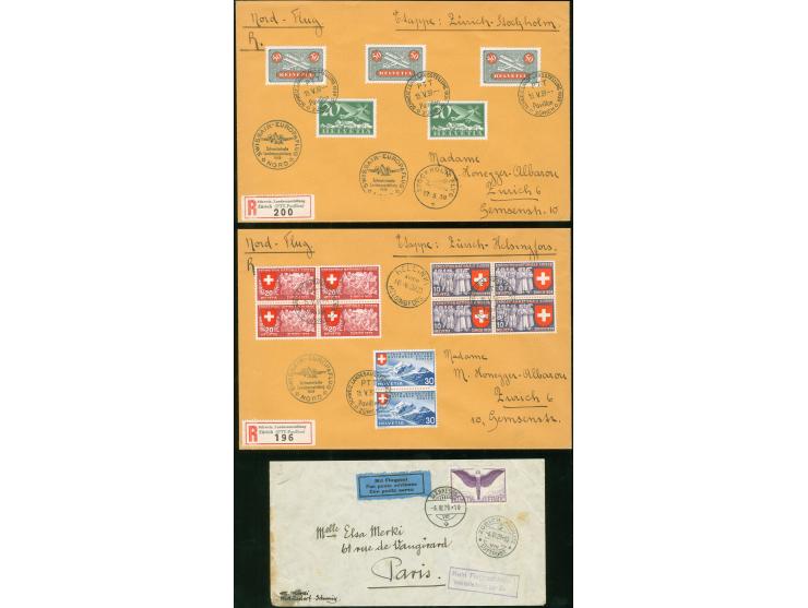 1927-41, AIR MAIL eight early letters, including two northern flights to Stockholm and Helsinki, balloon mail, helicopter mai