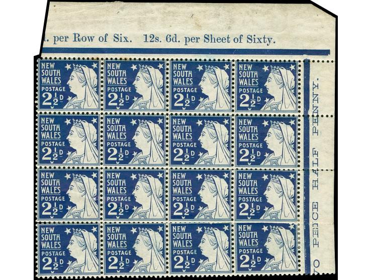 1905-10, 2½ d. prussian blue, Chalked Surfaced Paper, wmk. Crown over A, comb perf. 12 x 11½ , corner margin block of 16 show