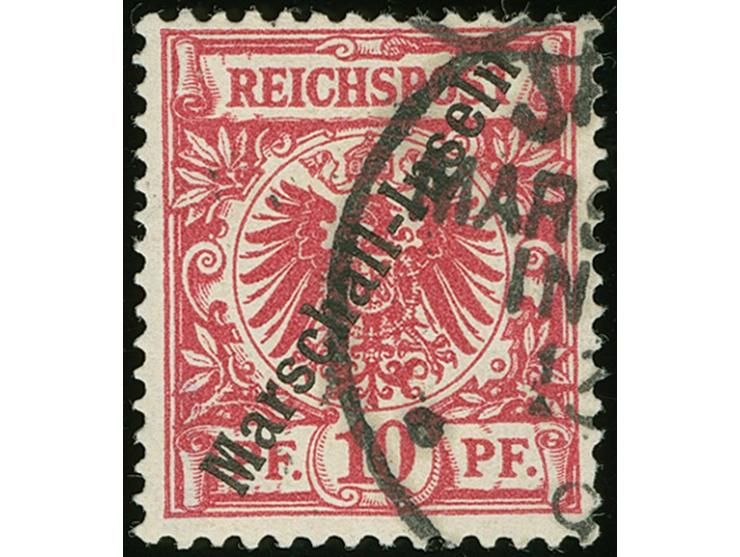 1897, 10 Pfg lebhaftlilarot, steiler Aufdruck sauber entwertet, doppelt signiert Mansfeld, Bothe und &nbsp;Jäschke-L. BPP