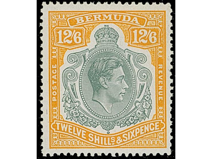 1938-53, Seven unused stamps all never hinged, incl. 2 s. deep purple &amp; ultramarine on grey-blue lower marginal, 2 s. 6 d