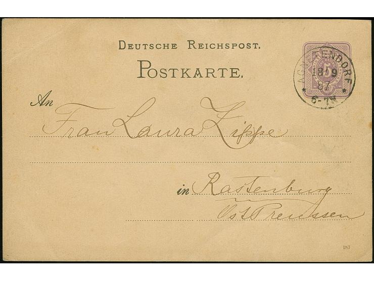 1877, Privat-Ganzsachenkarte 5 Pfge. violett (min. Bugspur), seltene frühe Privatpostkarte mit rs. Zudruck GRUSS VOM KYNAST u